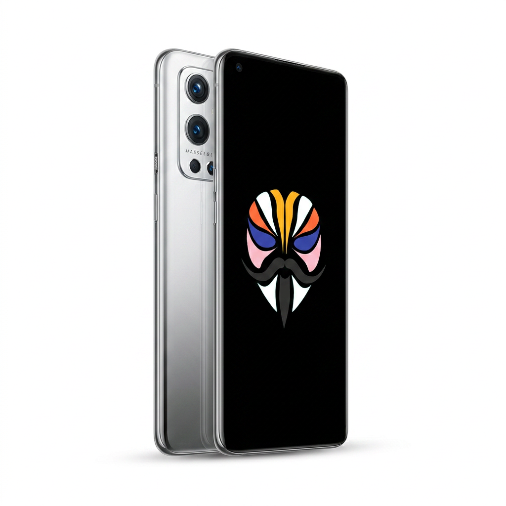 OnePlus 9 Pro angled with Magisk