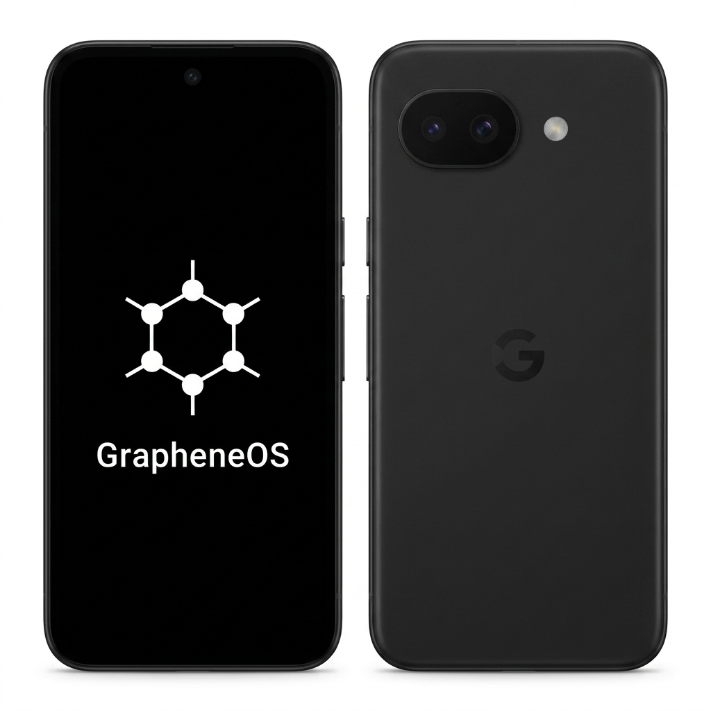 Google Pixel 10a front and back with GrapheneOS
