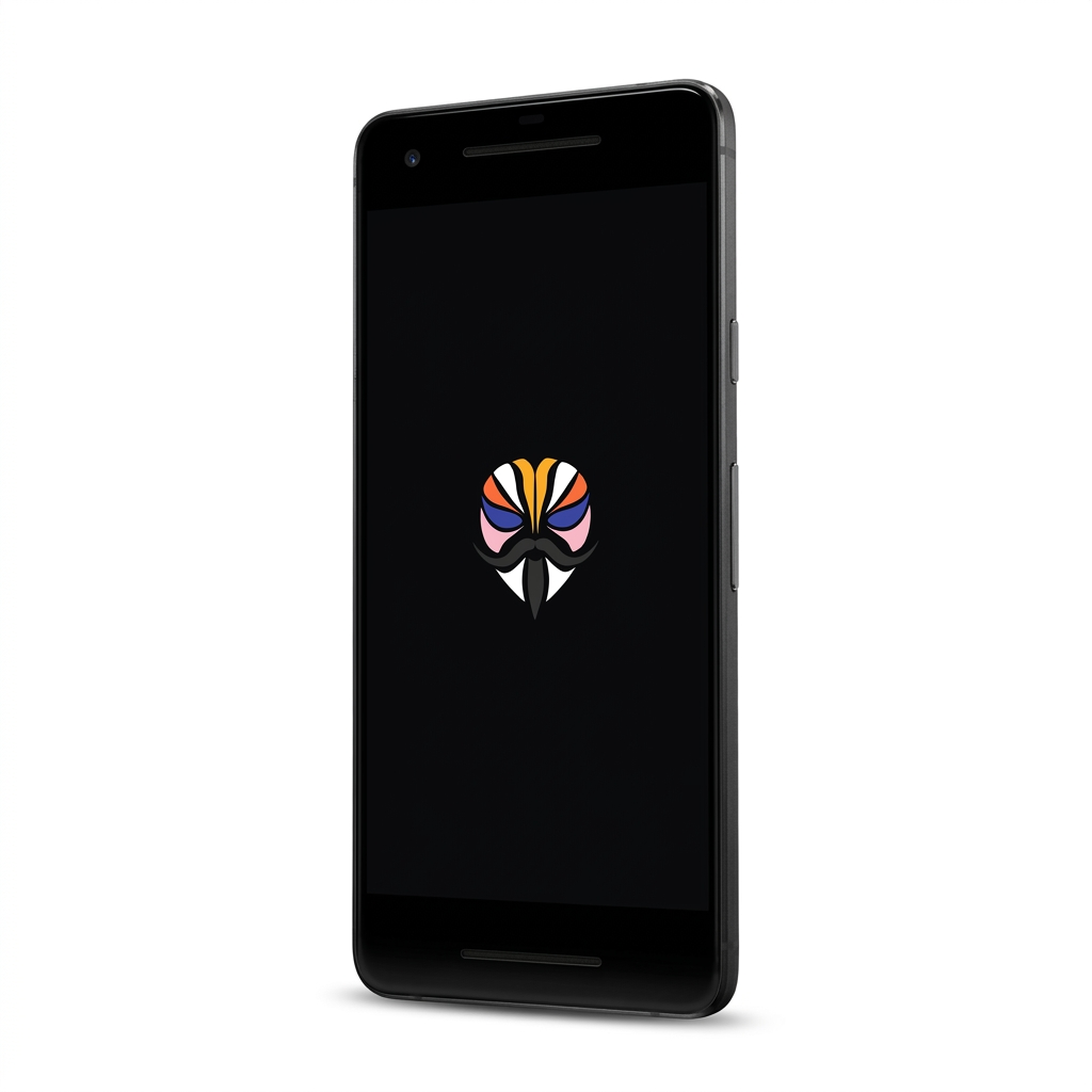 Google Pixel 2 angled with Magisk
