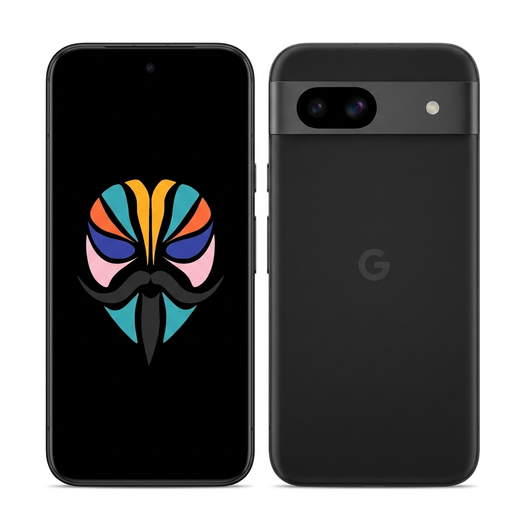 Google Pixel 8a front and back, prepared with DerpFest OS