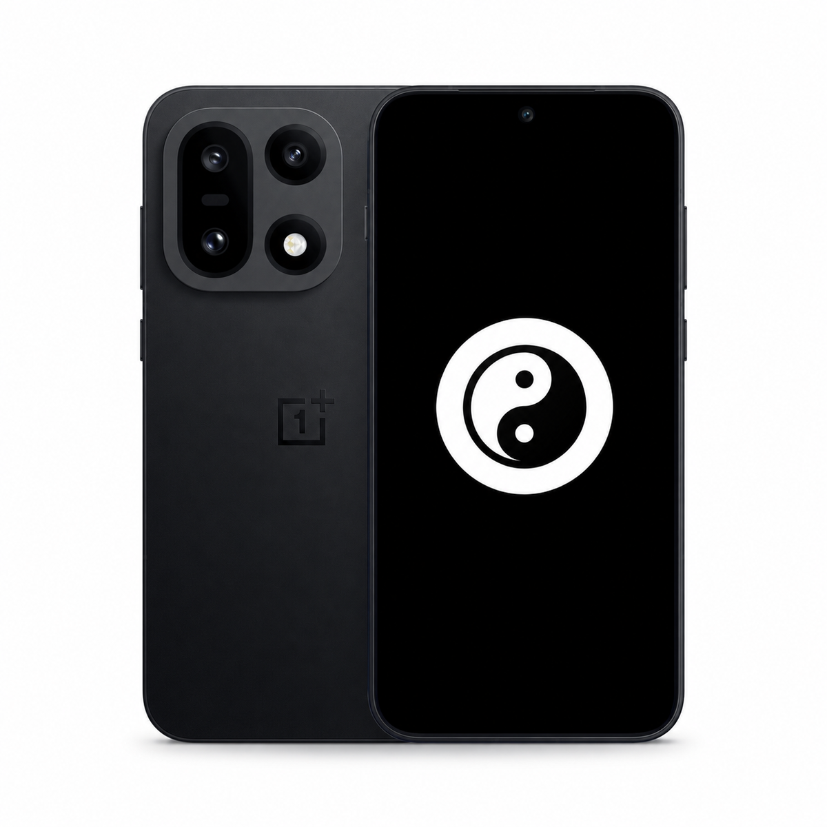 OnePlus 15 in black, front and rear view with the KernelSU Next logo on screen