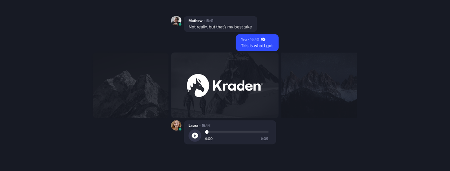 Screenshot of the Kraden messaging website.