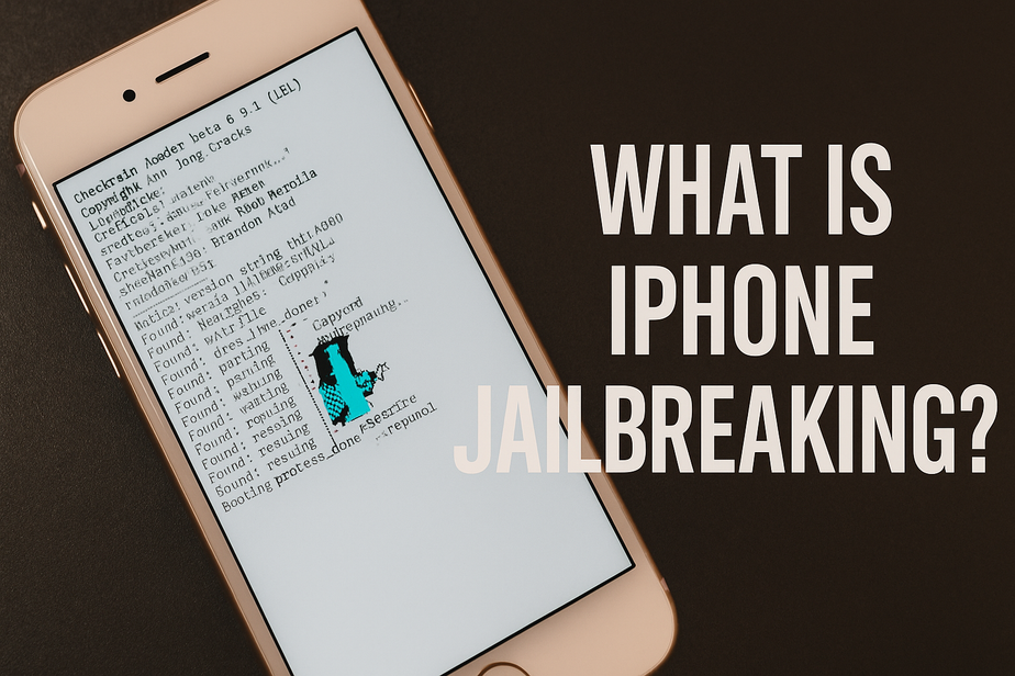 iPhone displaying terminal output beside the heading What is iPhone jailbreaking?