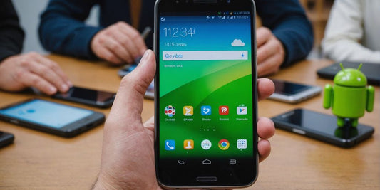 Person holding a used Android phone