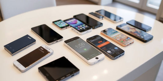 Consumer Cellular cell phones on a table