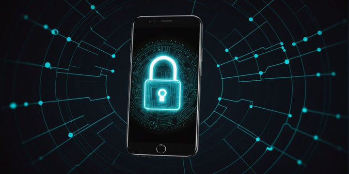 Smartphone with glowing lock icon on screen