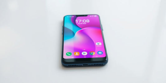 Modern Android smartphone on minimalist surface