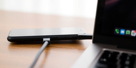 Google Pixel 8a connected to laptop via USB