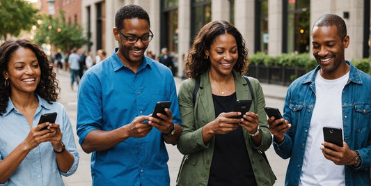 People using Straight Talk Android phones happily.