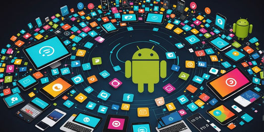 Collage of Android devices and developers coding