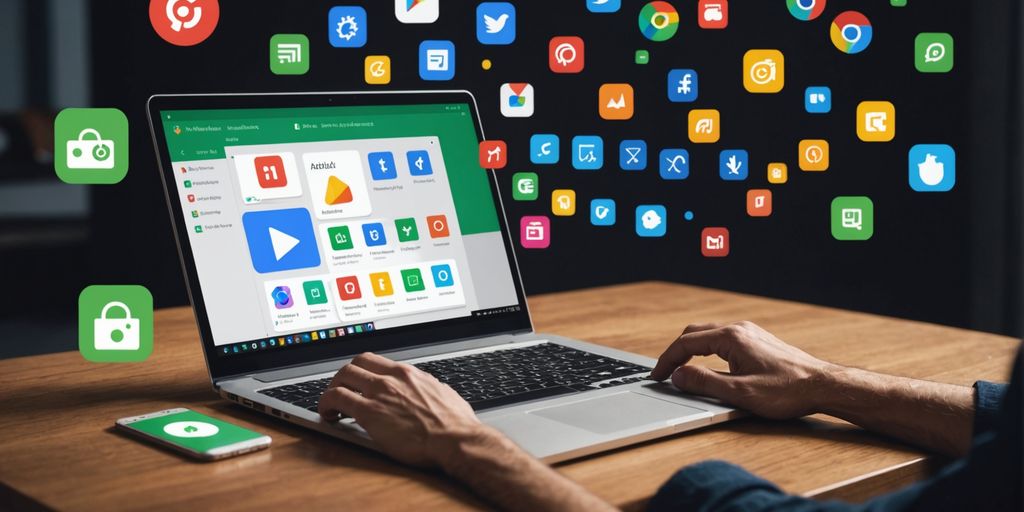 Developer creating Android app on laptop