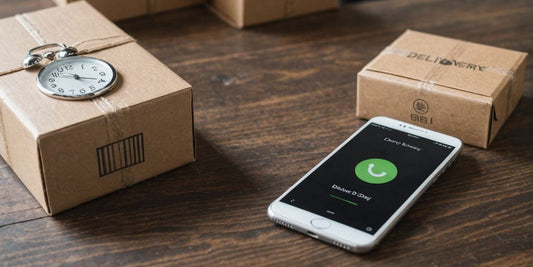 Smartphone with delivery package and clock