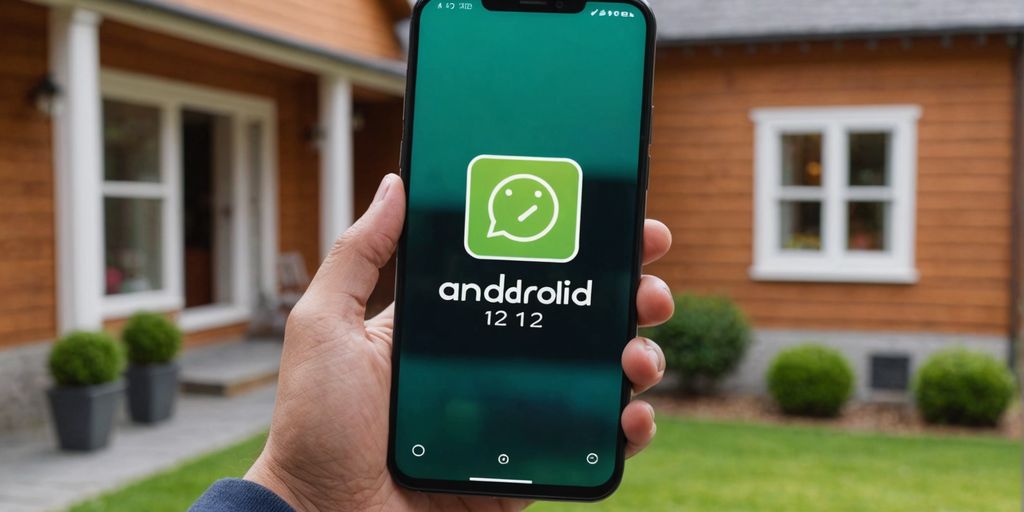 Person holding Android 12 smartphone