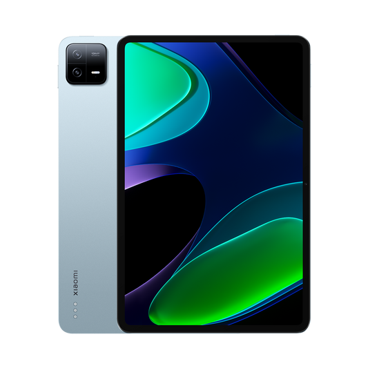 Official Xiaomi Pad 6 tablet in Mist Blue, front and rear