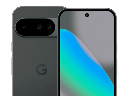 Google Pixel 10 in Obsidian, official Google front and rear product image