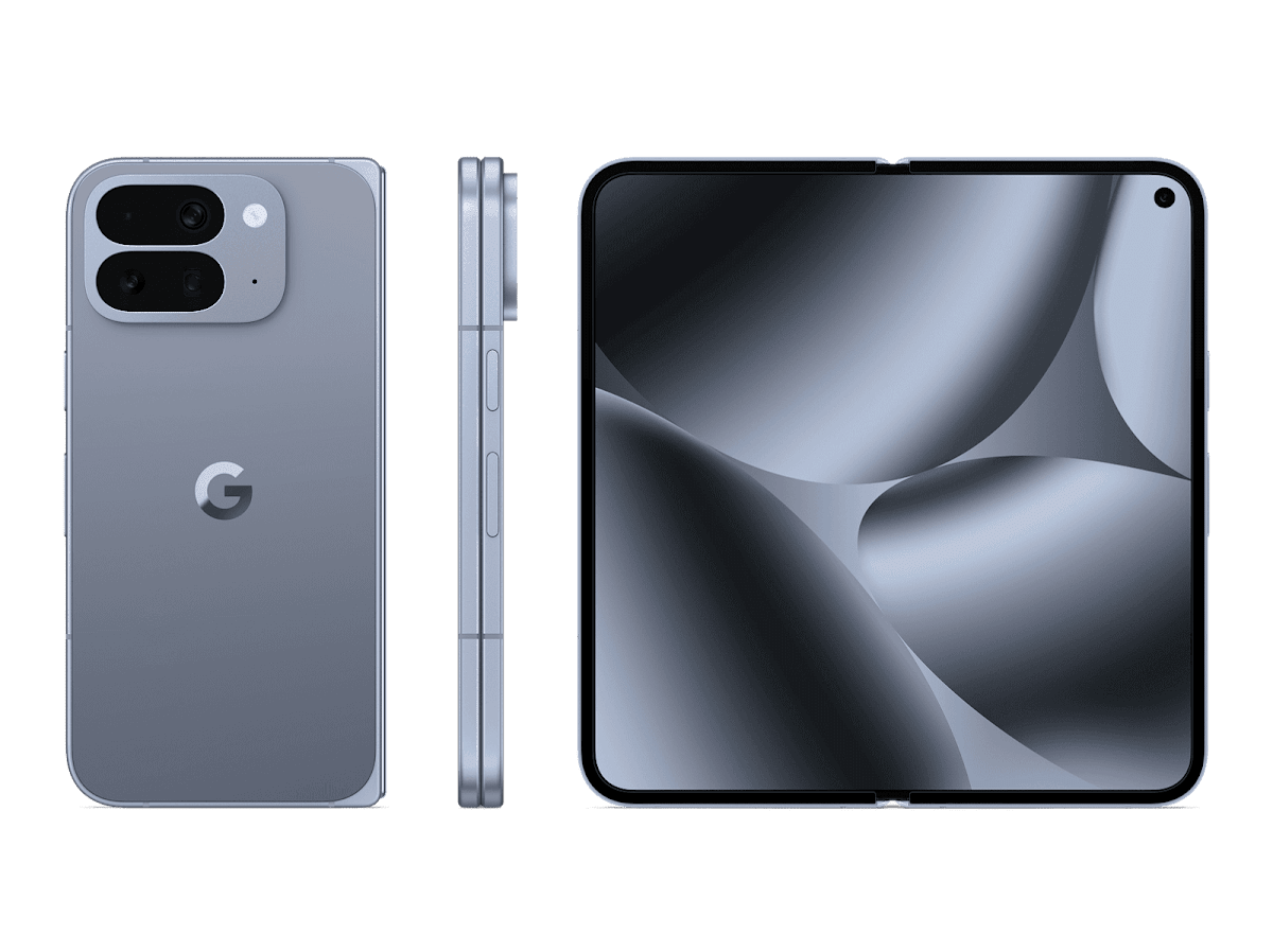 Google Pixel 10 Pro Fold in Moonstone, official Google folded and unfolded product image