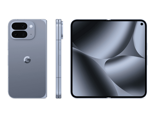 Google Pixel 10 Pro Fold in Moonstone, official Google folded and unfolded product image