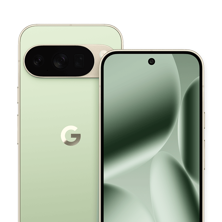 Google Pixel 10 Pro in Jade, official Google front and rear product image