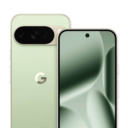 Google Pixel 10 Pro in Jade, official Google front and rear product image