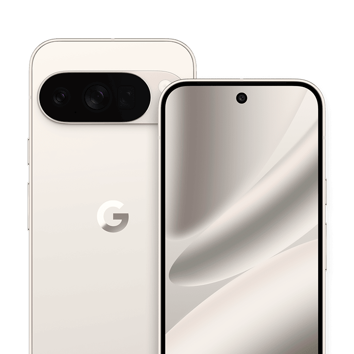 Google Pixel 10 Pro in Porcelain, official Google front and rear product image