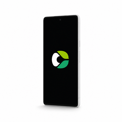 Google Pixel 7 with CalyxOS logo on a black screen