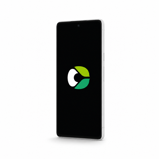 Google Pixel 7 with CalyxOS logo on a black screen