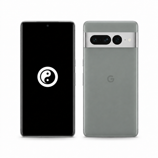 Google Pixel 7 Pro front and back with the KernelSU Next logo