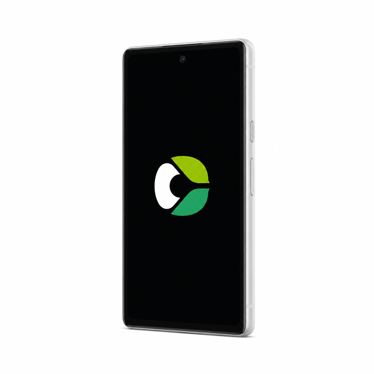 Google Pixel 7a with CalyxOS logo on a black screen