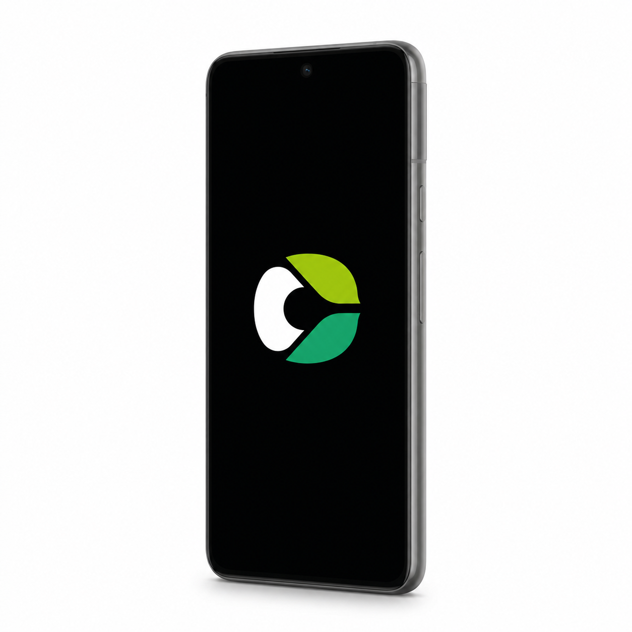 Google Pixel 8 with CalyxOS logo on a black screen