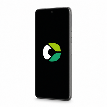 Google Pixel 8 with CalyxOS logo on a black screen
