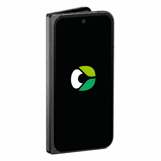 Google Pixel 9 Pro Fold with CalyxOS logo on its black outer screen