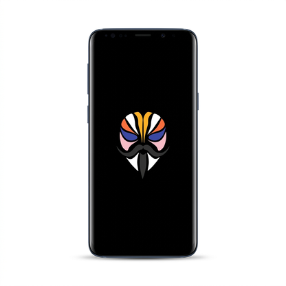 Samsung Galaxy S9 with Magisk logo
