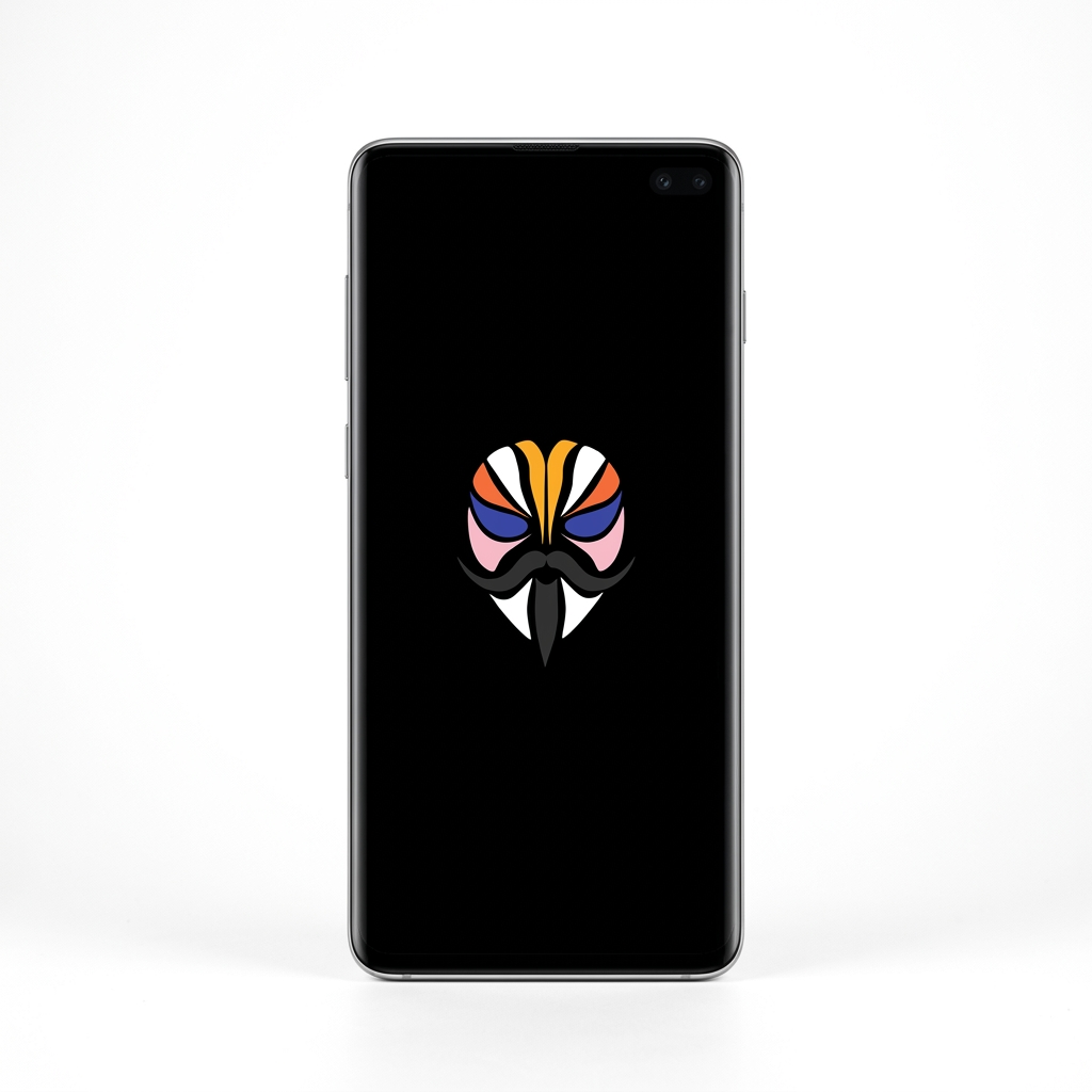 Samsung Galaxy S10 Plus with Magisk logo
