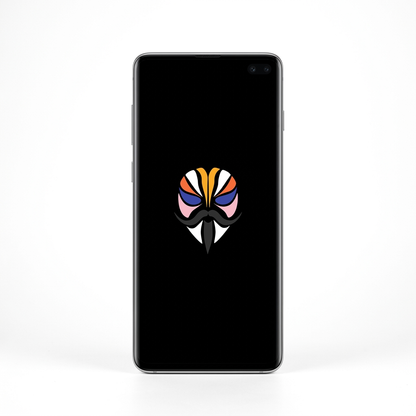 Samsung Galaxy S10 Plus with Magisk logo