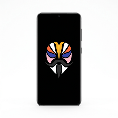 Samsung Galaxy S21 with Magisk logo