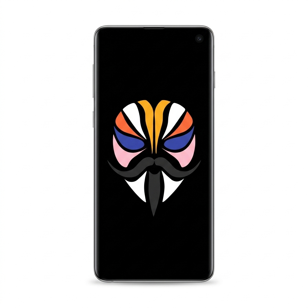 Samsung Galaxy S10 with Magisk logo