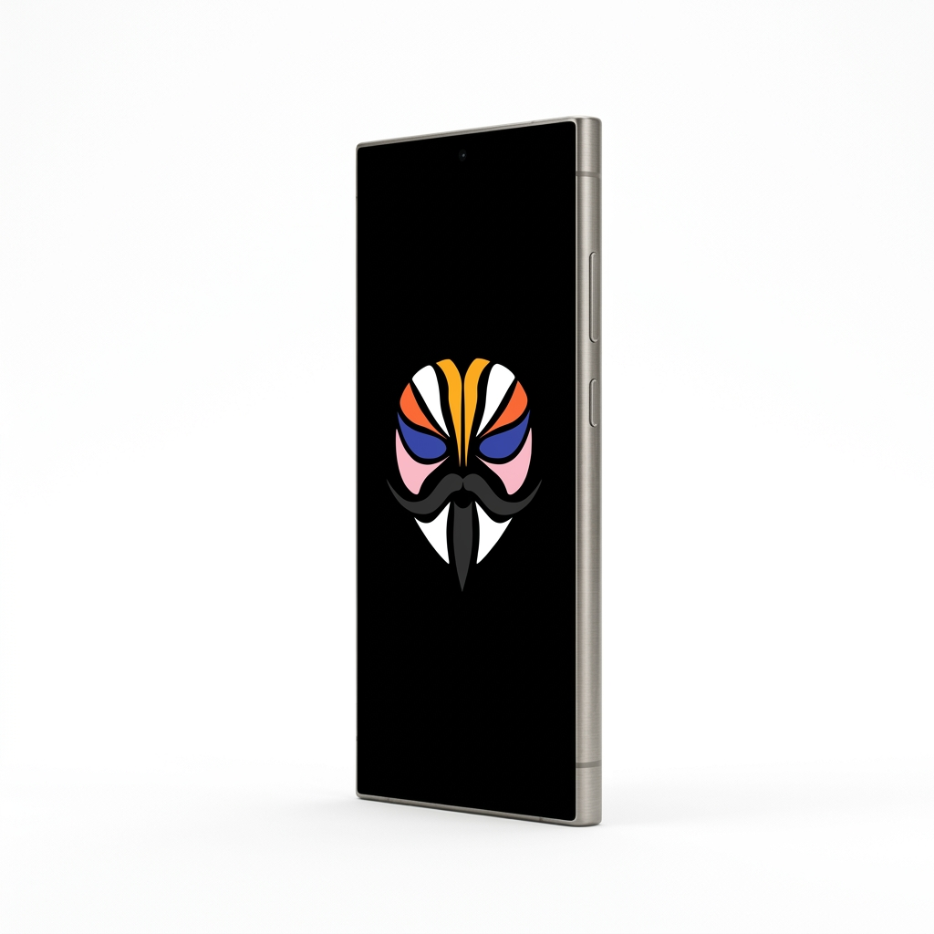 Samsung Galaxy S24 Ultra angled with Magisk