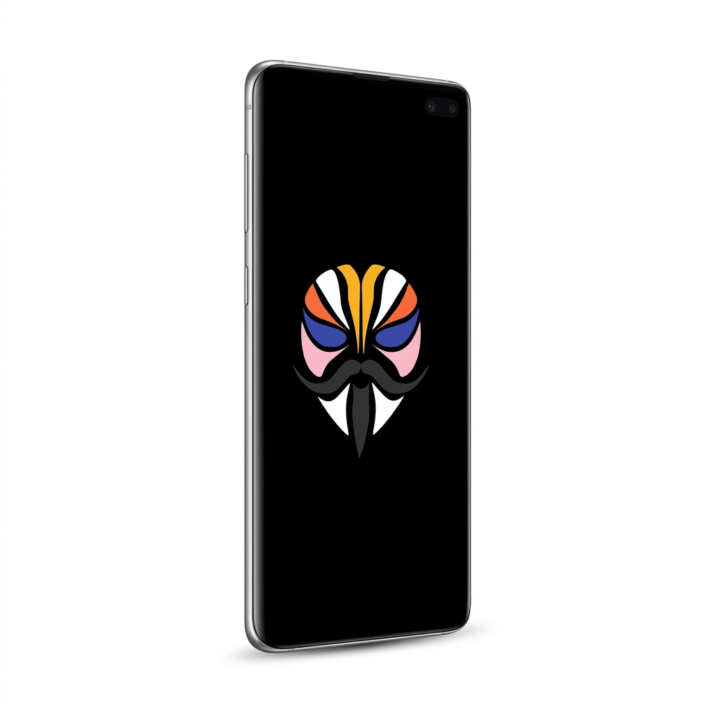 Samsung Galaxy S10 Plus angled with Magisk