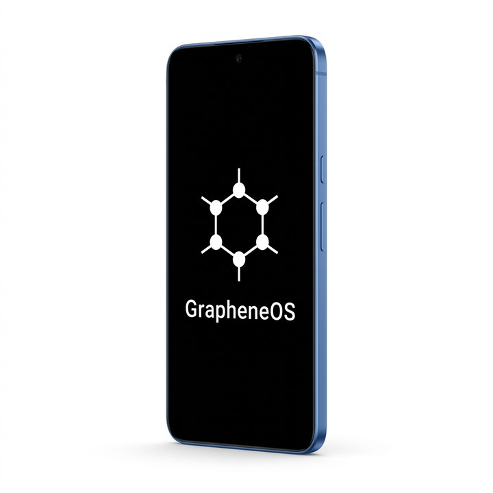 Google Pixel 10 angled with GrapheneOS