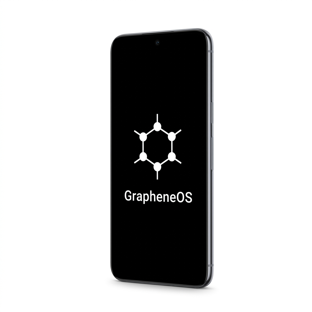Google Pixel 10 Pro XL angled with GrapheneOS