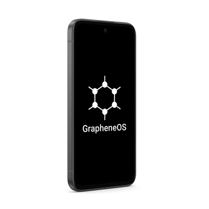 Google Pixel 10a angled with GrapheneOS