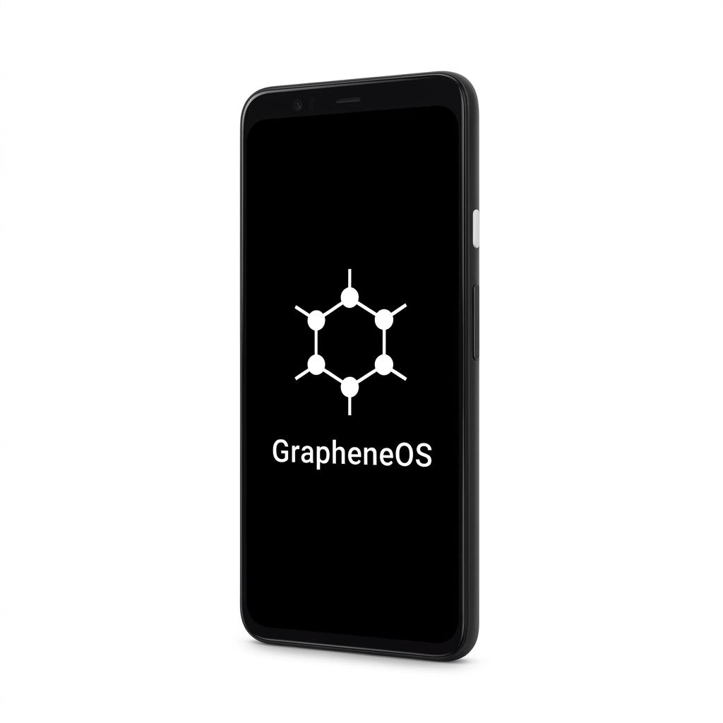 Google Pixel 4 XL angled with GrapheneOS