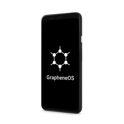 Google Pixel 4 XL angled with GrapheneOS