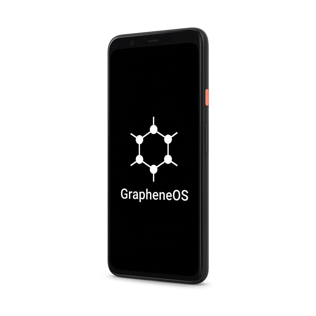 Google Pixel 4 angled with GrapheneOS