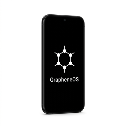 Google Pixel 9 Pro angled with GrapheneOS