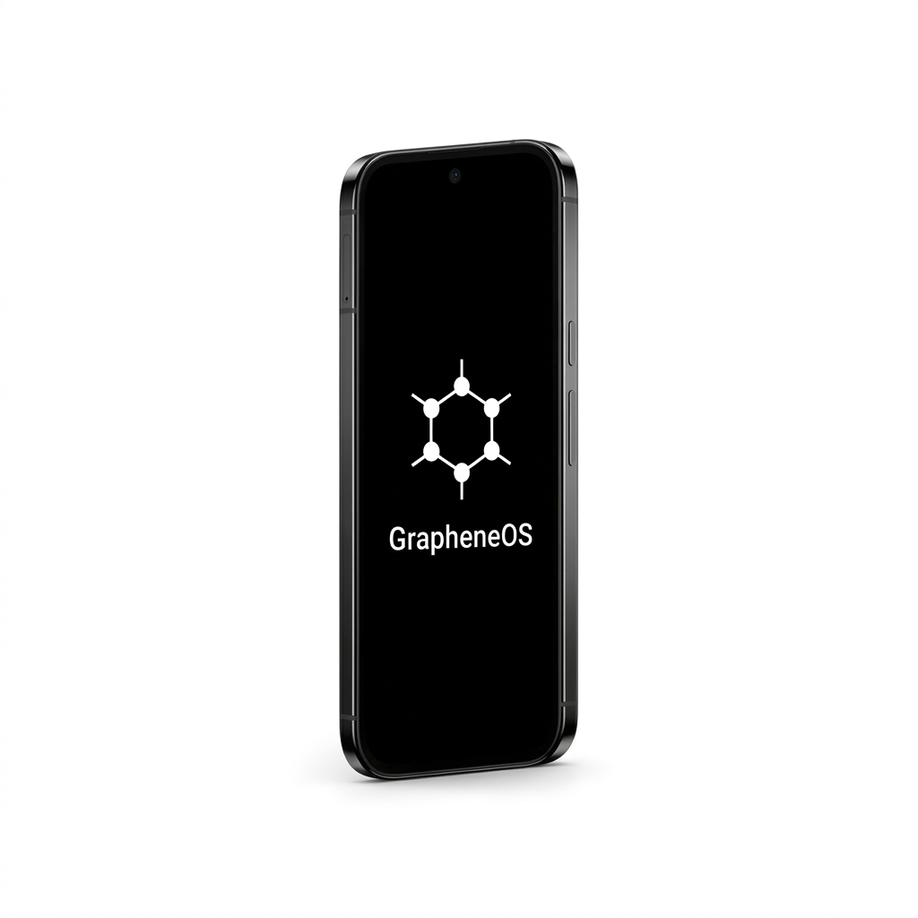 Google Pixel 9 Pro XL angled with GrapheneOS