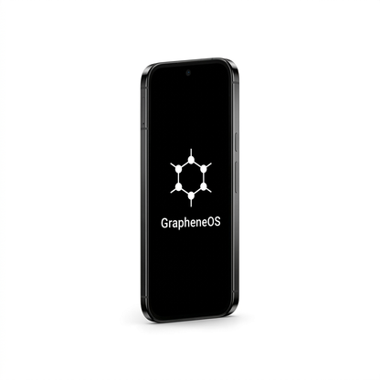 Google Pixel 9 Pro XL angled with GrapheneOS