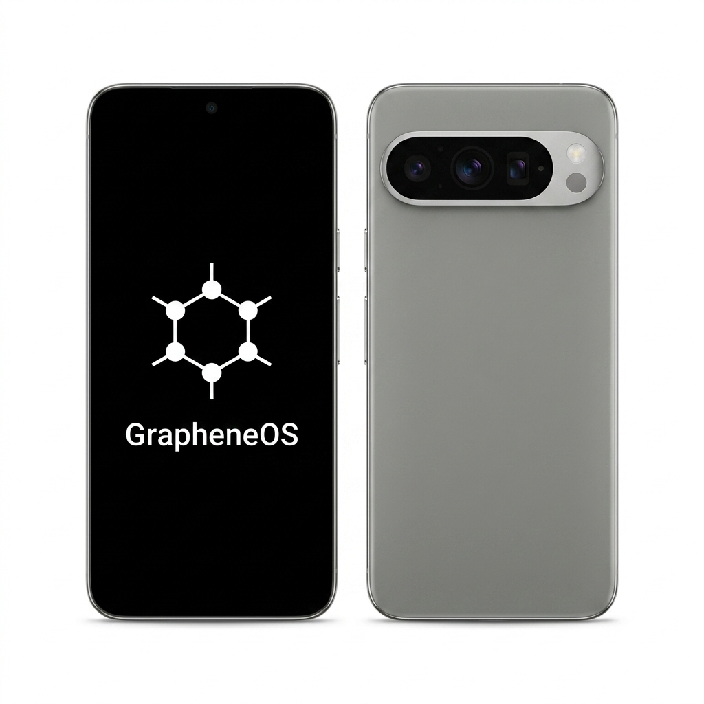 Google Pixel 10 Pro XL front and back with GrapheneOS