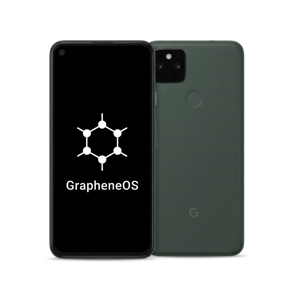 Google Pixel 5a front and back with GrapheneOS