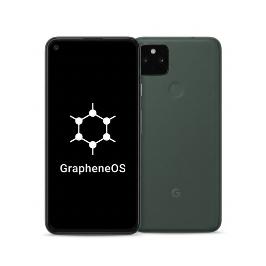 Google Pixel 5a front and back with GrapheneOS